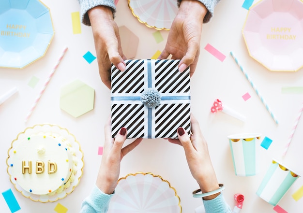 Flatlay del concetto di festa di compleanno celebrazione