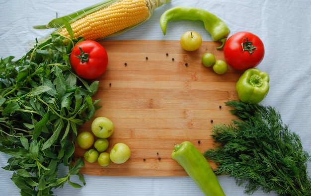 Flatlay di verdure fresche