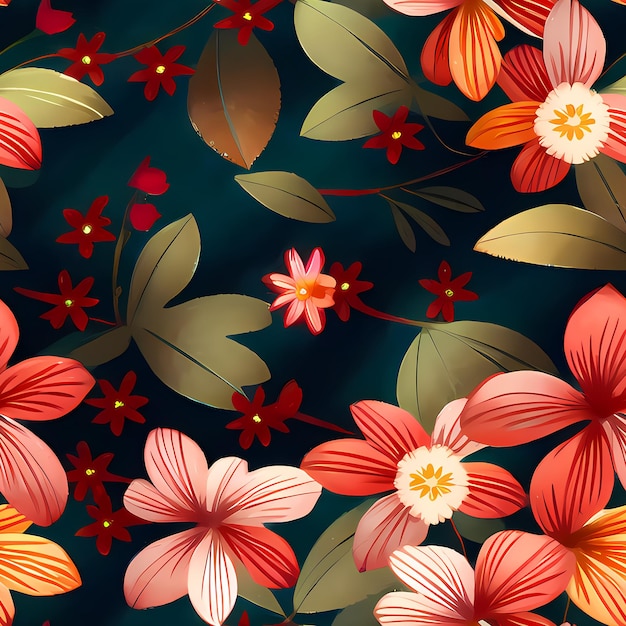 Floral Seamless Pattern di ripetizione Fiori di design per la stampa di tessuti di design tessile Generative AI
