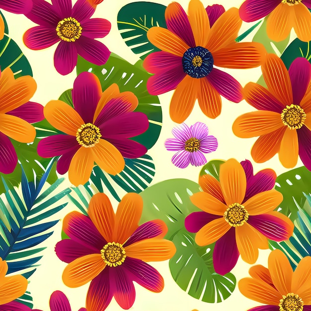 Floral Seamless Pattern di ripetizione Fiori di design per la stampa di tessuti di design tessile Generative AI