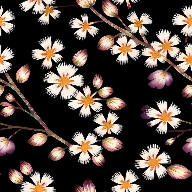 Floral Seamless Pattern di ripetizione Fiori di design per la stampa di tessuti di design tessile Generative AI