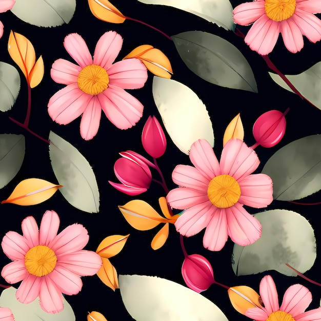 Floral Seamless Pattern di ripetizione Fiori di design per la stampa di tessuti di design tessile Generative AI