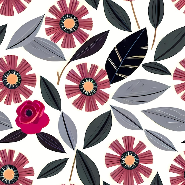 Floral Seamless Pattern di ripetizione Fiori di design per la stampa di tessuti di design tessile Generative AI