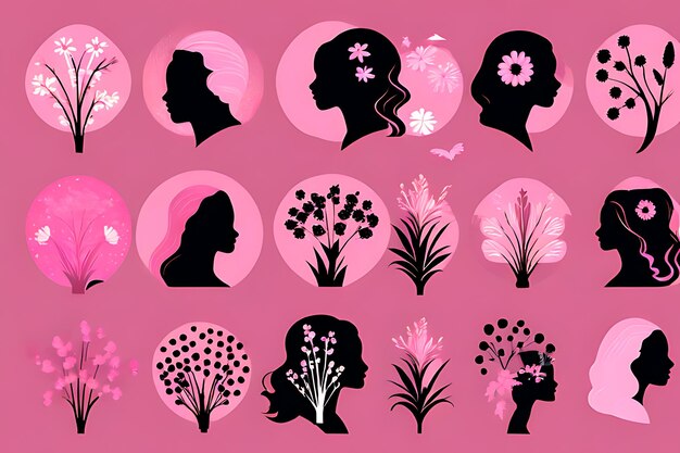 Flori e illustrazione femminile per la giornata della donna