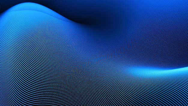 Flusso d'onda di particelle digitali blu