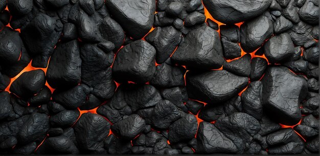 flusso di lava in una grotta buia con fiamme di fuoco