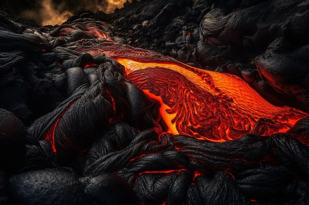 Flusso di lava su un vulcano