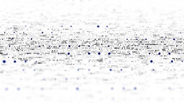 Flusso dinamico di particelle digitali Griglia prospettica di punti interlacciati Struttura della connessione di rete Visualizzazione di grandi dati Illustrazione vettoriale