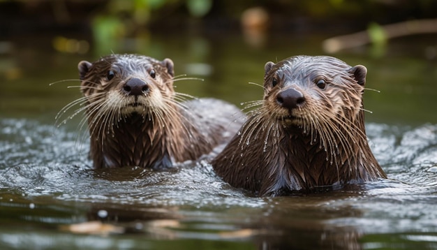 Foca giocosa che nuota nello stagno di bellezza naturale generato dall'intelligenza artificiale