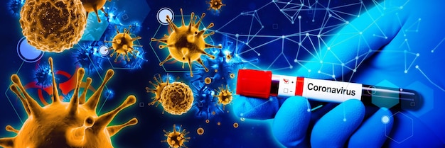 Focolaio del virus Corona Illustrazione 3d del concetto di protezione del virus epidemico