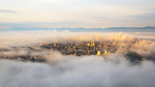 Foggy morning over the city