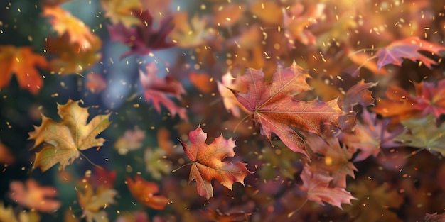 foglia autunnale autunno paesaggio giallo foglia rossa IA generativa