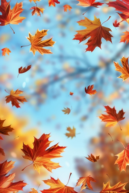 foglia autunnale autunno paesaggio giallo foglia rossa IA generativa