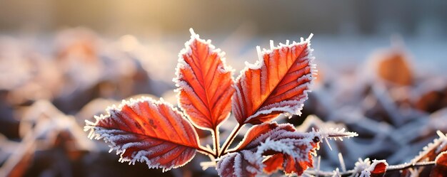 Foglia autunnale rossa con brina