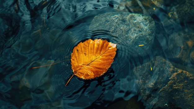 Foglia caduta sull'acqua Immagine generata dall'AI