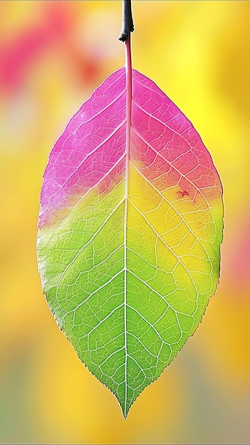 Foglia colorata appesa al ramo di un albero AI generativa