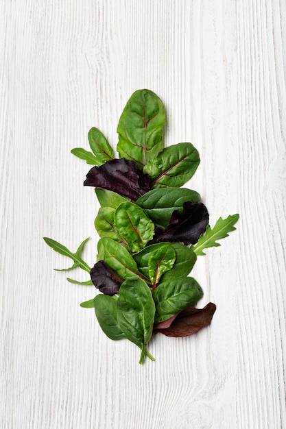 Foglia di insalata: mescola foglie fresche di verde e viola