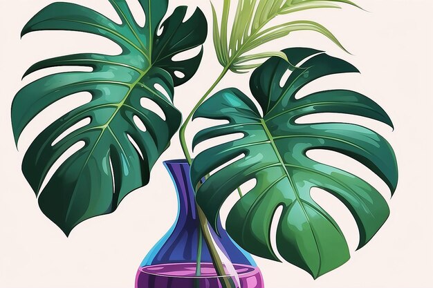 Foglia di monstera colorata in vaso