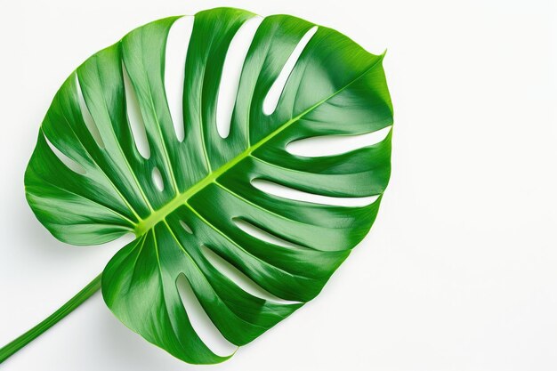 Foglia di Monstera delicosa su uno sfondo bianco