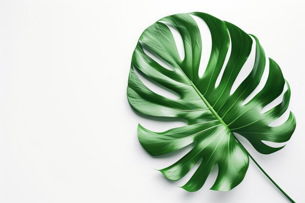 Foglia di Monstera delicosa su uno sfondo bianco