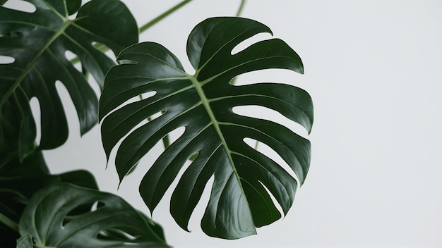 Foglia di Monstera delicosa su uno sfondo bianco