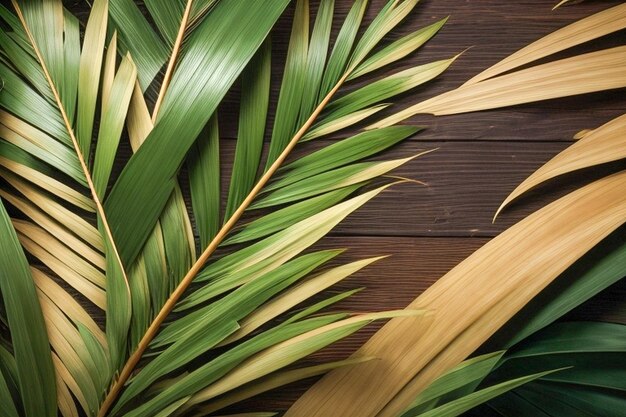 Foglia di palma su una superficie di legno immagini di sfondo con spazi liberi Palm Sunday legno vintage