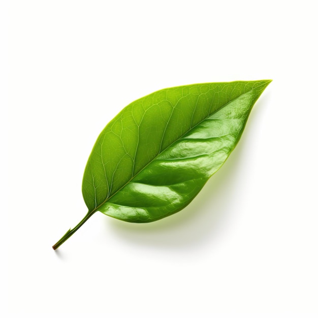 Foglia di tè verde su fondo bianco