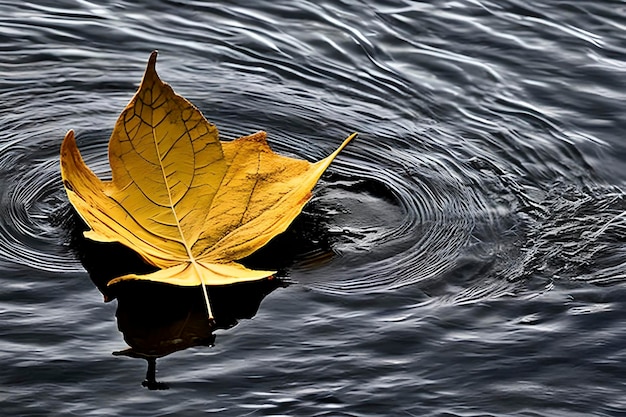 Foglia secca che galleggia sull'acqua