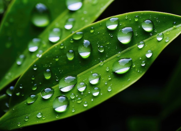 foglia verde con gocce d&#39;acqua