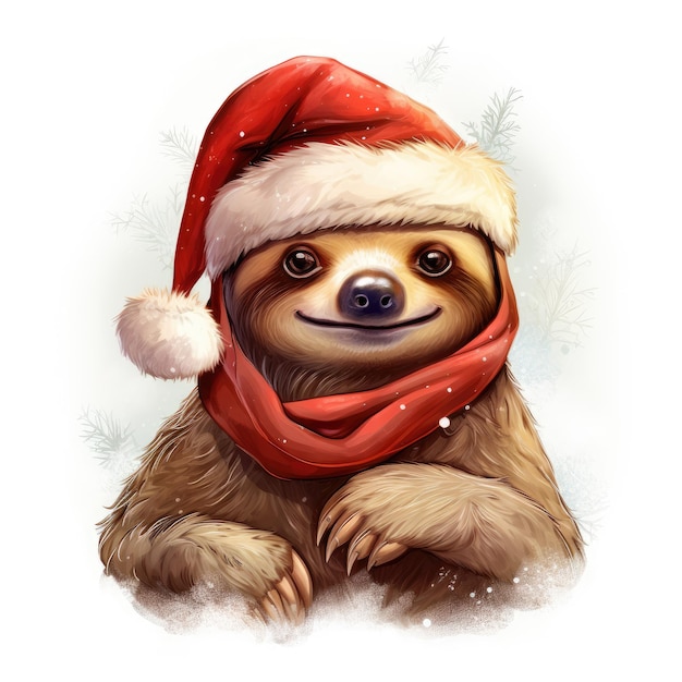 Fogliame festivo Un allegro pigro di Natale adornato con cappello e sciarpa