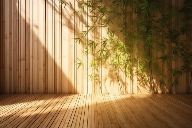 fogliame screziato luce solare dell'ombra delle foglie di un albero di bambù tropicale Illustrazione generata dall'intelligenza artificiale
