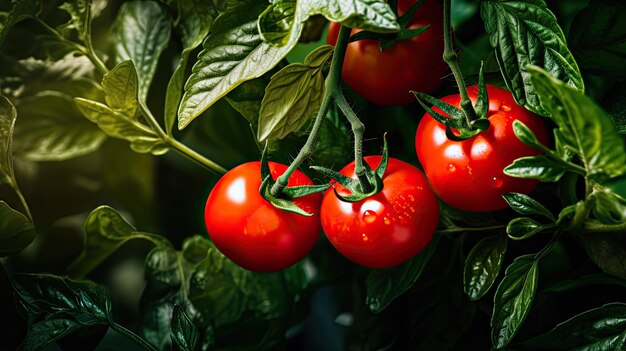 Fogliame sopra il rosso di pomodoro