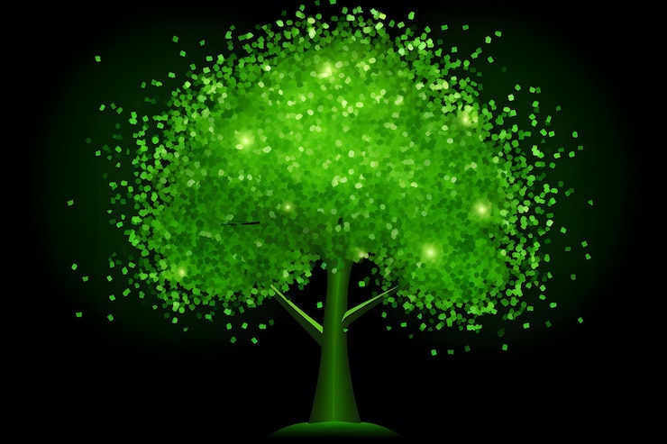 Foto fogliame verde degli alberi della foresta e piante conifere arte generata dalla rete neurale ai
