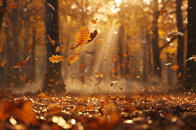 Foglie che frusciano nelle foreste dell'autunno dorato