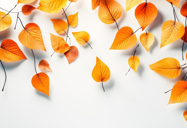 Foglie d'autunno isolate su sfondo bianco Tema autunnale foglie di autunno gialle rosse e marroni