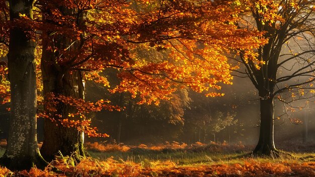 foglie d'autunno su un albero nella foresta