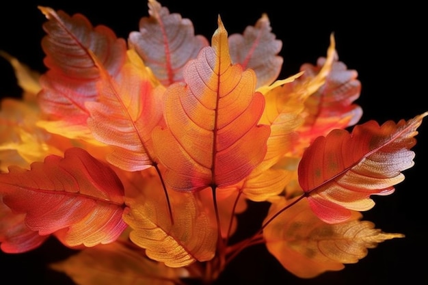 Foglie d'autunno trasparenti e vivaci