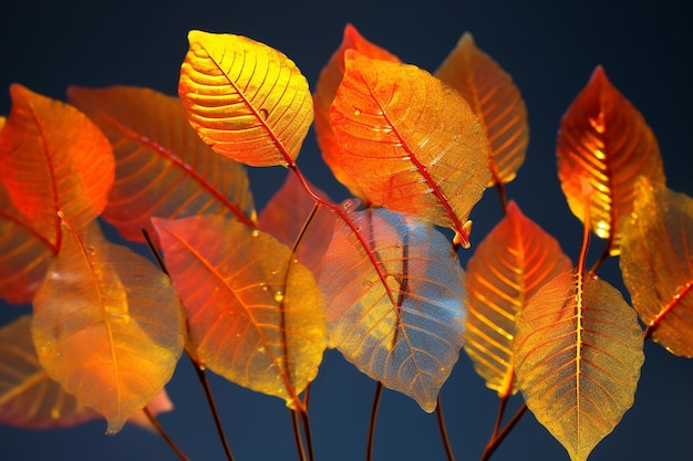 Foglie d'autunno trasparenti e vivaci