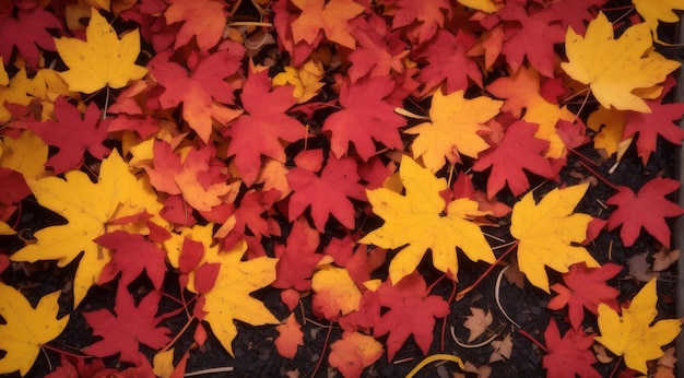 Foglie di acero rosse e gialle d'autunno