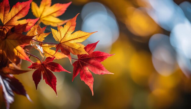 Foglie di acero rosse e gialle stagione autunnale sfondo naturale