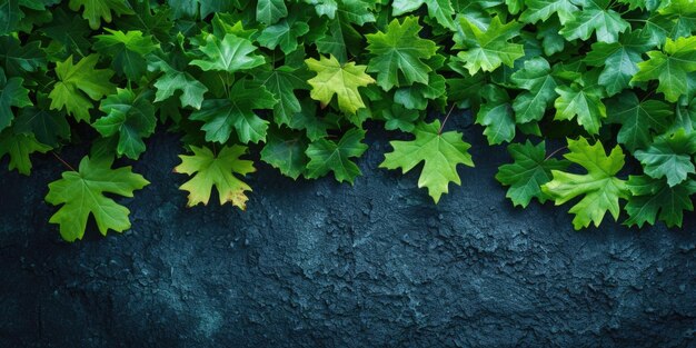 Foglie di acero verdi su uno sfondo scuro