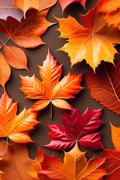 Foglie di autunno Colori autunnali Foglie cadute stagionali Primo piano del ramo di acero