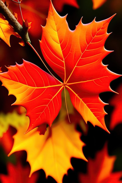 Foglie di autunno Colori autunnali Foglie cadute stagionali Primo piano del ramo di acero