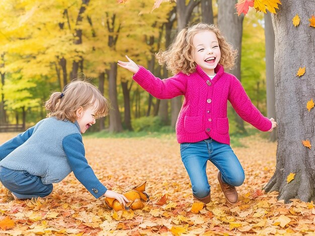 Foglie di autunno sfondo in legno concetto di caduta generato da AI