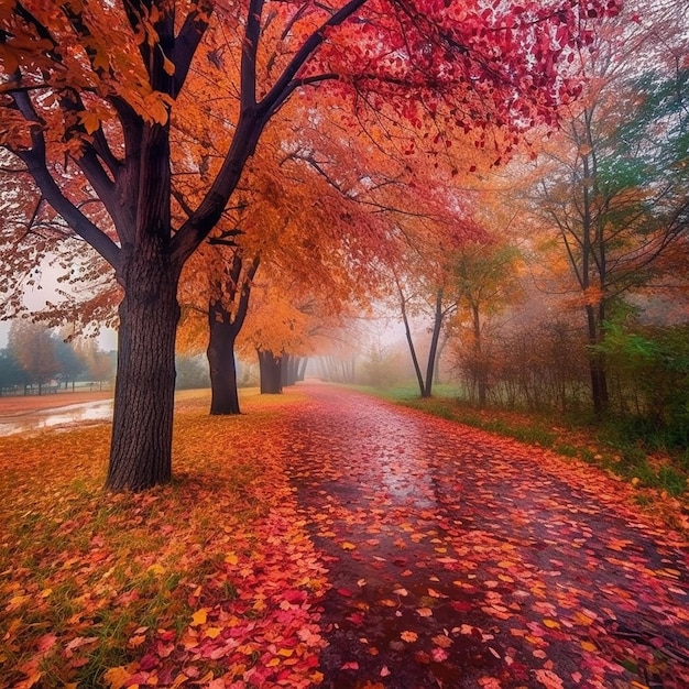 Foglie di autunno su una strada