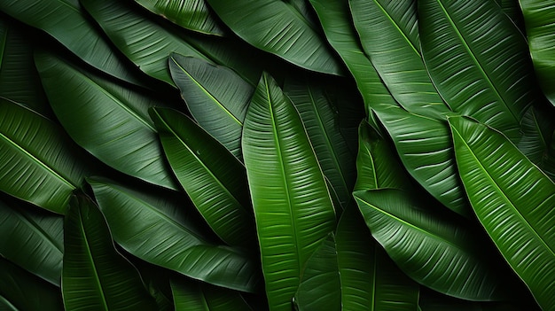 Foglie di banano fogliame tropicale vegetazione lussureggiante foglie larghe Fotografia ad alta definizione