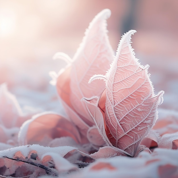 foglie di conchiglia con sfondo rosa ghiacciato
