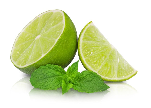 Foglie di lime e menta succose isolate