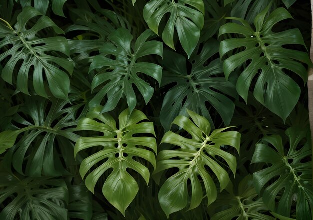 foglie di monstera verde vintage su uno sfondo senza cuciture