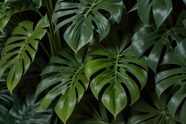 foglie di monstera verde vintage su uno sfondo senza cuciture